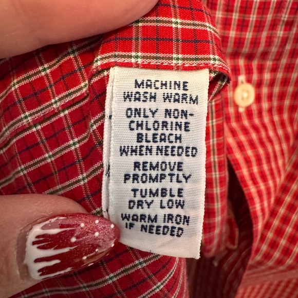 Ralph Lauren Men's Red Plaid Button Down Shirt Yarmouth Fit Long Sleeve 18 34/35 - Picture 5 of 6